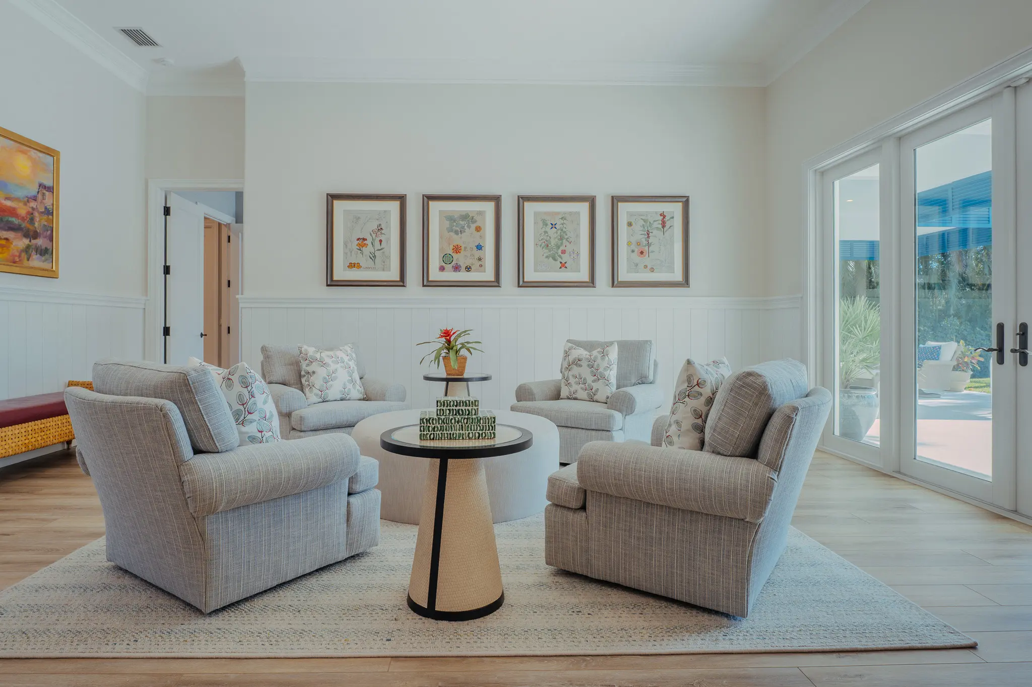 living space area with 4 couches