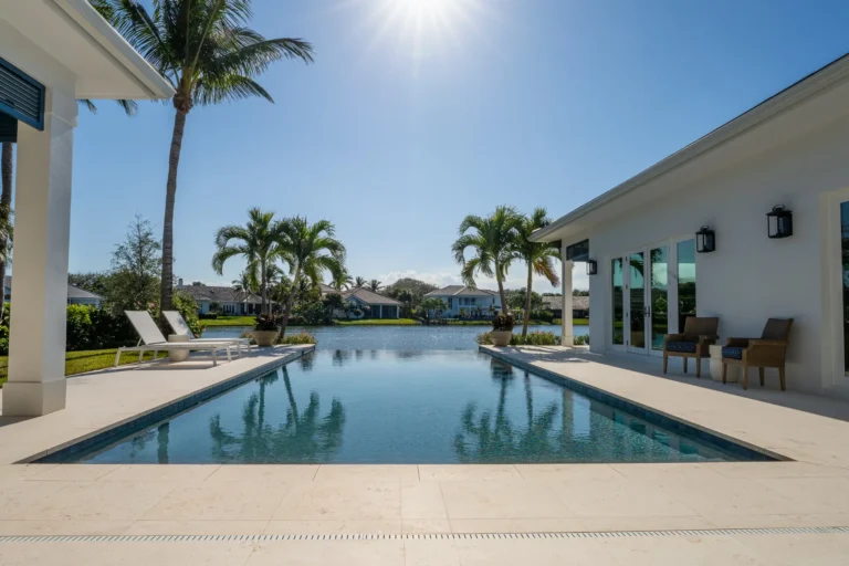 Outdoor pool area on inlet