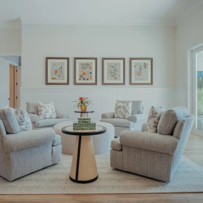 living space area with 4 couches