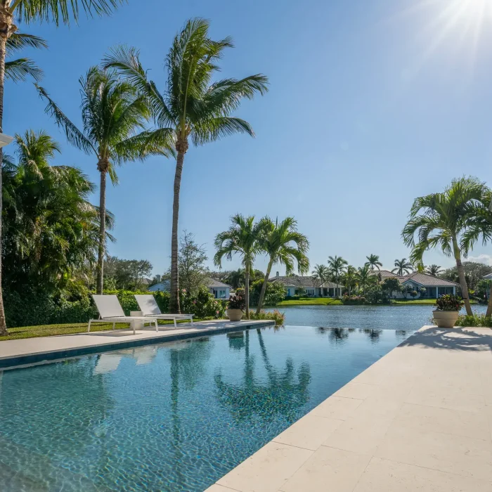 Outdoor pool area on inlet